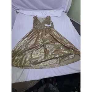 NWT Eva Mendes for NY and Co Gold Sequin Dress Women's Size S Prom Cocktail Flag
